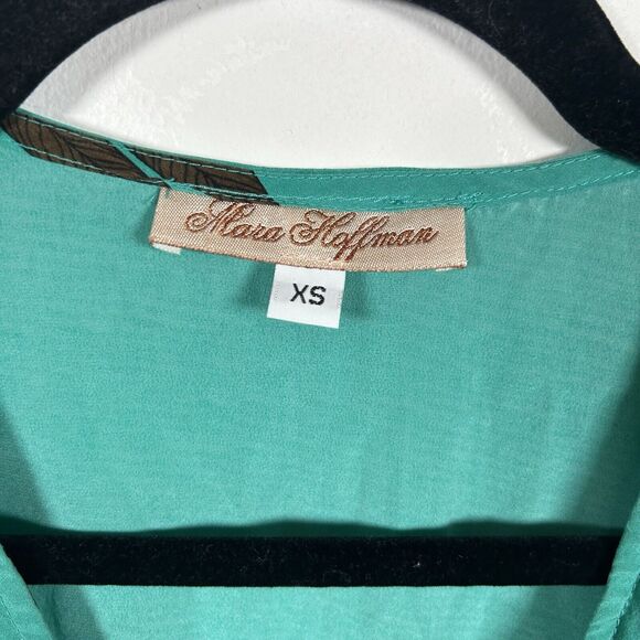 Mara Hoffman Teal Multicolor Silk Stripe Mini Dress Women's Size XS Boho Indie - Picture 3 of 8